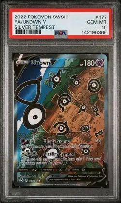 2022 Pokemon Silver Tempest #177 Unown V Alt Art PSA 10 Gem Mint - Image 1