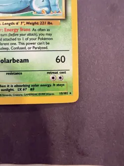 Pokemon Venusaur Base Set 15/102 Holo Rare 1999 Unlimited - Image 4