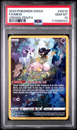 2023 POKEMON SWORD & SHIELD CROWN ZENITH #GG10 FULL ART/MEW PSA 10 - Image 1