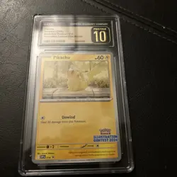 CGC Pristine 10 Pikachu Pokemon Card #214 Black Star Promo Illustration Contest - Image 1