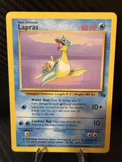 Lapras 25/62 Fossil Non Holo Rare WOTC 1999 Pokemon Card LP - Image 1