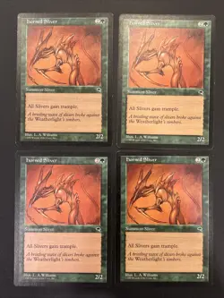 4x Horned Sliver Tempest Magic Mtg LP - Image 1