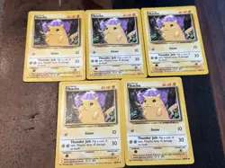 Pokemon Pikachu x5 Lot, Base Set Unlimited 58/102, Common MP - Image 1
