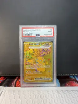2025 POKEMON PRISMATIC EVOLUTIONS #179 PIKACHU EX HYPER RARE PSA 9 - Image 1