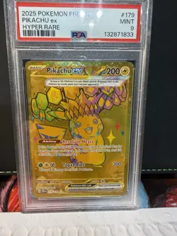2025 POKEMON PRISMATIC EVOLUTIONS #179 PIKACHU EX HYPER RARE PSA 9 - Image 3