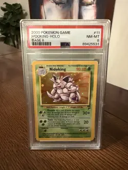 Pokemon Nidoking Holo Rare Base Set 2 PSA 8 - Image 1