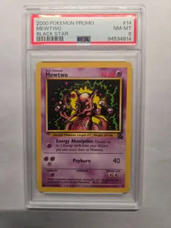 2000 WOTC POKEMON PROMO BLACK STAR MEWTWO 14 PSA 8 NM-MT #14 - Image 1