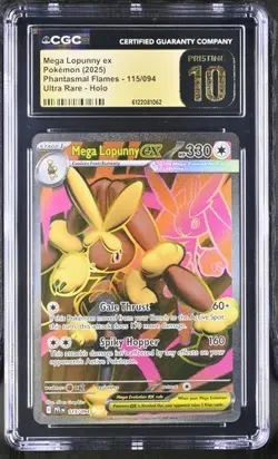Mega Lopunny EX *CGC PRISTINE 10* Ultra Rare *Phantasmal Flames* #115 * Pokemon - Image 1
