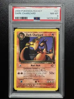 2000 Pokemon Game Team Rocket Unlimited Dark Charizard PSA 8 21/82 - Image 1