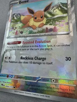 Eevee Pokemon TCG Prismatic Evolutions 074/131 Pokeball Reverse Holo MINT - Image 2