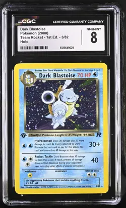 VINTAGE Pokemon Dark Blastoise 3/82 2000 Team Rocket 1st Edition Holo CGC 8 NM - Image 1