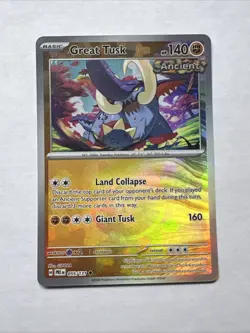 2025 Pokemon S&V Prismatic Evolutions Pokeball Ball Holo Rare Great Tusk 55 /131 - Image 1