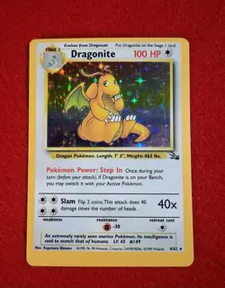 1999 WOTC POKEMON TCG FOSSIL SET RARE HOLO DRAGONITE 4/62 - Image 1