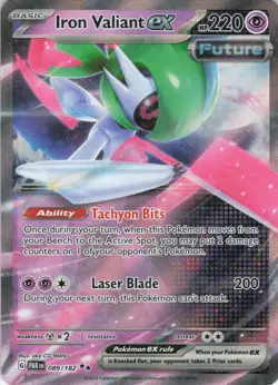Iron Valiant ex 089/182 Double Rare Holo SV04: Paradox Rift NM Pokemon - Image 1