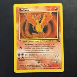 Pokemon TCG Vintage Non Holo Rare Fossil Moltres WotC 1999 - Image 1