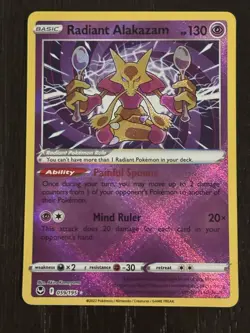Pokemon Radiant Alakazam 059/195 Silver Tempest Radiant Rare Holo 130 HP Eng - Image 1