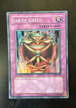 Jar of Greed LON-047 Labyrinth of Nightmare 1st Edition Holo Yu-Gi-Oh TCG - Image 1