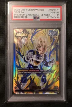 Vegeta FS02-01 Premium Card Collection Dragon Ball Fusion World PSA 10 - Image 1