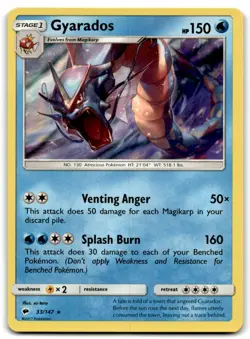 2017 Sun & Moon - Burning Shadows Pokemon Trading Card #33 Gyarados Holo TCG - Image 1