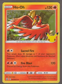 Ho-Oh 001/025 Holo Rare Pokemon Celebrations 25th Anniversary Card NM - Image 1