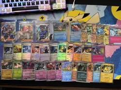 POKEMON Prismatic Evolutions 34 Card Lot: Master Ball, Poke Ball, Full Art, EX - Image 1