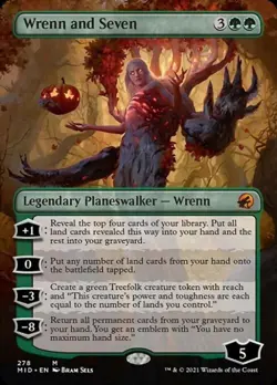 Wrenn and Seven (Borderless) -Foil Light Play MTG Innistrad: Midnight Hunt - Image 1