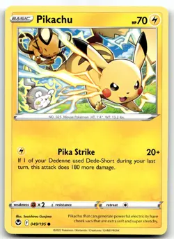 Pikachu 049/195 SWSH12: Silver Tempest Common Pokemon TCG LP - Image 1