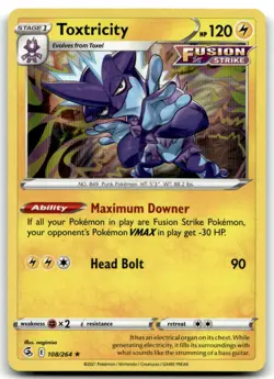 Toxtricity (108) 108/264 SWSH08: Fusion Strike Holo Rare Pokemon TCG LP - Image 1