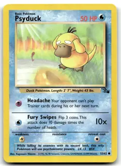 Psyduck 53/62 Fossil Common Pokemon TCG LP - Image 1