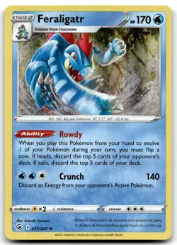 Feraligatr 057/264 SWSH08: Fusion Strike Holo Rare Holo Pokemon TCG LP - Image 1