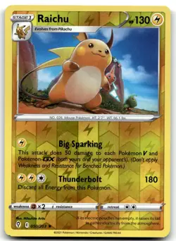 Raichu 050/203 SWSH07: Evolving Skies Holo Rare Reverse Holo Pokemon TCG LP - Image 1