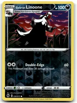 Galarian Linoone 36/73 Champion's Path Common Reverse Holo Pokemon TCG LP - Image 1