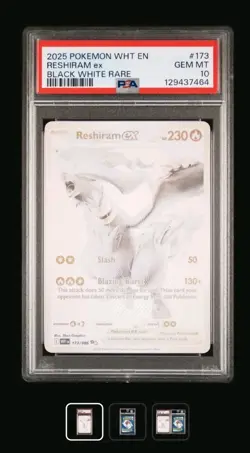 2025 Pokemon White Flare En Reshiram Ex Black White Rare #173 PSA 10 - Image 1