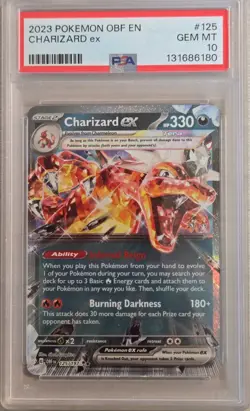 2023 Pokemon Obsidian Flames Charizard ex 125/197 PSA 10 Gem Mint Tera Holo - Image 1