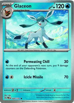 Pokemon TCG Glaceon Pokeball Reverse Holo Card 025/131 Prismatic Evolutions NM - Image 1