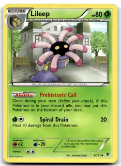 Lileep 3/101 Plasma Blast Uncommon Normal Pokemon TCG MP - Image 1