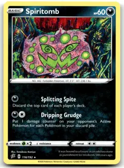 Spiritomb 116/192 SWSH02: Rebel Clash Rare Unlimited Pokemon TCG NM - Image 1