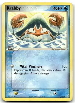 Krabby 54/100 Crystal Guardians Common Unlimited Pokemon TCG MP - Image 1