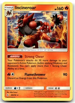 Incineroar 29/214 SM - Unbroken Bonds Rare Unlimited Pokemon TCG NM - Image 1
