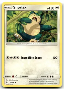 Snorlax 50/68 Hidden Fates Rare Normal Pokemon TCG NM - Image 1