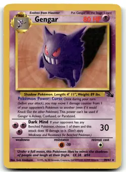 Gengar (20) 20/62 Fossil Rare Unlimited Non Holo Pokemon TCG MP - Image 1