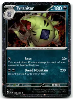 Tyranitar - 135/193 SV02: Paldea Evolved Rare Holo Pokemon TCG MP - Image 1