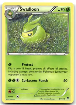 Swadloon 6/119 XY - Phantom Forces Uncommon Normal Pokemon TCG MP - Image 1