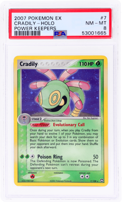 2007 Power Cradily Holo R Pokemon Ex Keepers #7 PSA 8 - Image 1