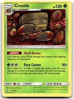 Crustle 11/236 SM - Unified Minds Rare Unlimited Pokemon TCG NM - Image 1