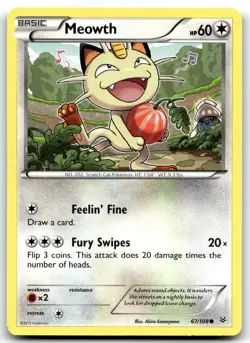 Meowth 67/108 XY - Roaring Skies Common Normal Pokemon TCG LP - Image 1