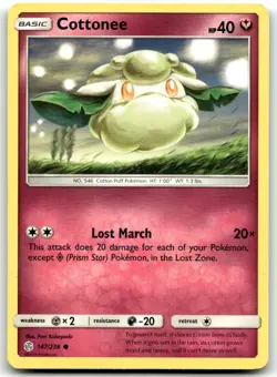 Cottonee 147/236 SM - Cosmic Eclipse Common Normal Pokemon TCG LP - Image 1