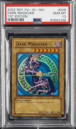 2002 YU-GI-OH! STARTER DECK: YUGI 1ST ED #006 DARK MAGICIAN PSA 10 - Image 1