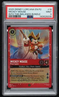 2024 Disney Lorcana - P2 Promos Foil Mickey Mouse Pirate Captain PSA 9 MINT - Image 1