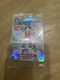One Piece Monkey D. Luffy US Voyage College Basketball Promo Card Bandai - Image 3
